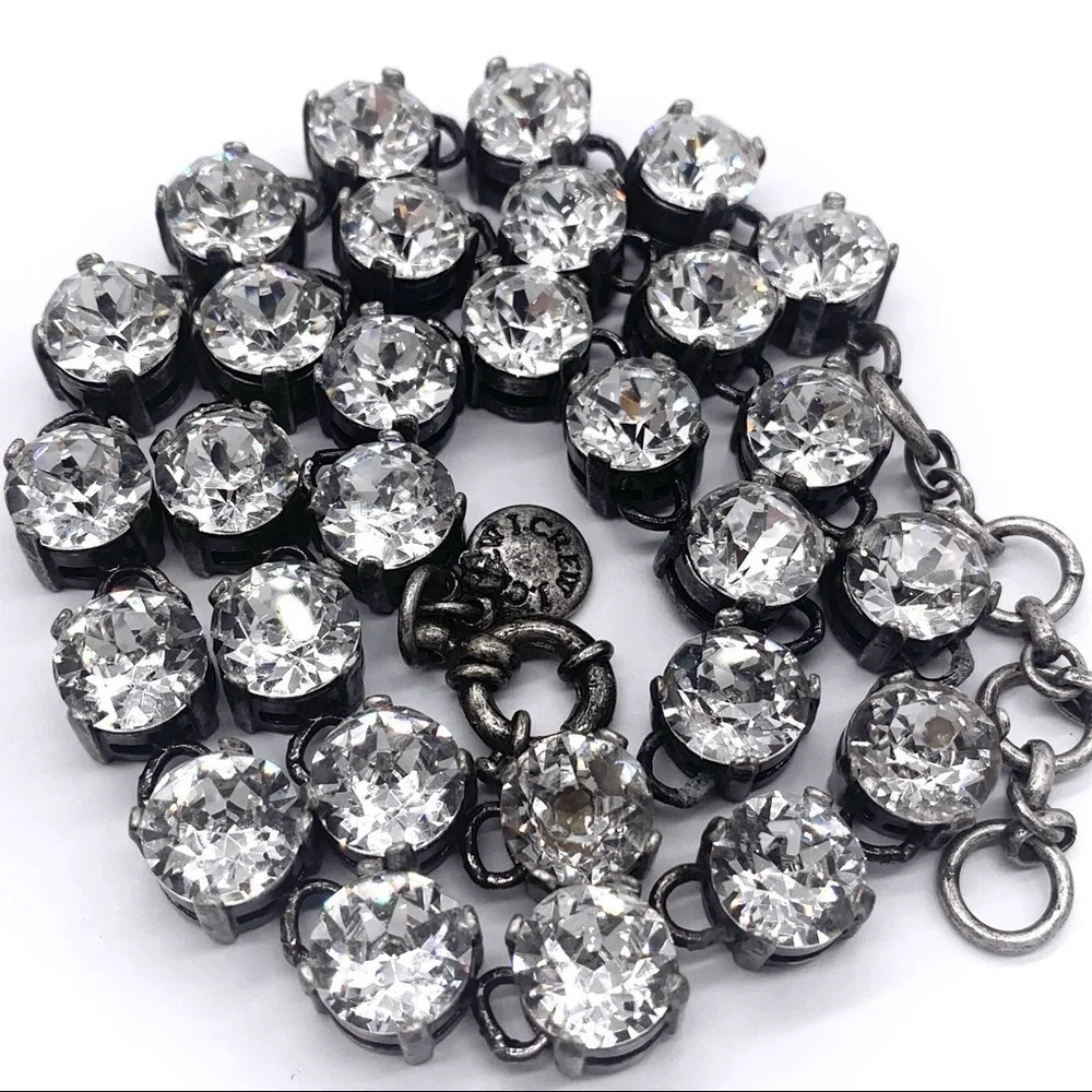 J. Crew Martha Swarovski Crystal Antiqued Silver Necklace